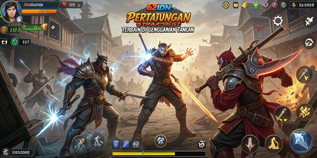 Screenshot permainan menunjukkan taktik strategis yang intens.