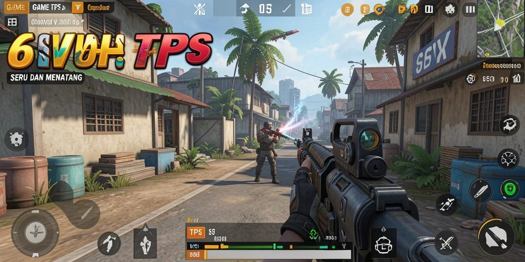 Tampilan gameplay mendebarkan dari 6SVIP, menunjukkan aksi tembak-menembak yang intens.