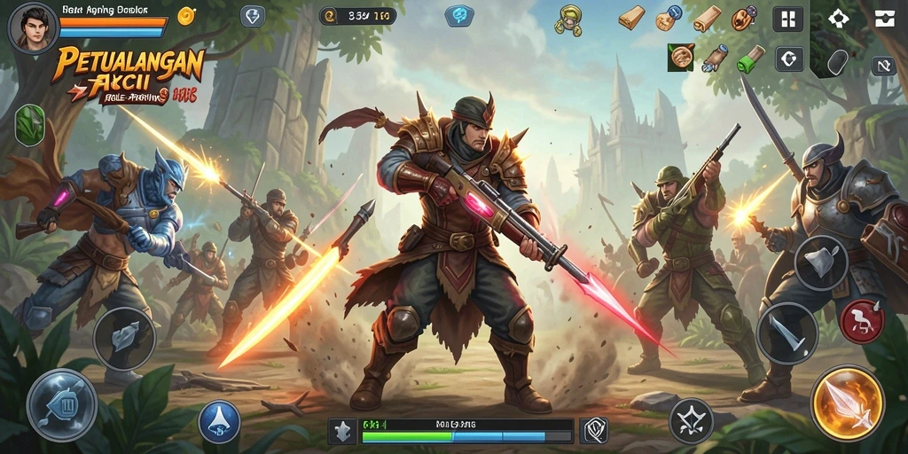 Tampilan gameplay ARPG yang mendebarkan dan penuh aksi.
