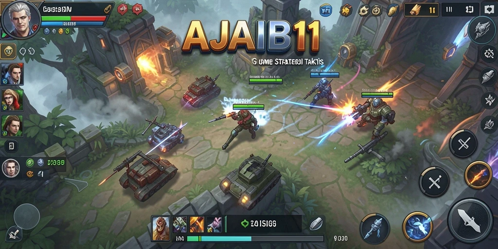 Screenshot utama AJAIB11 menampilkan strategi pertempuran yang intens.