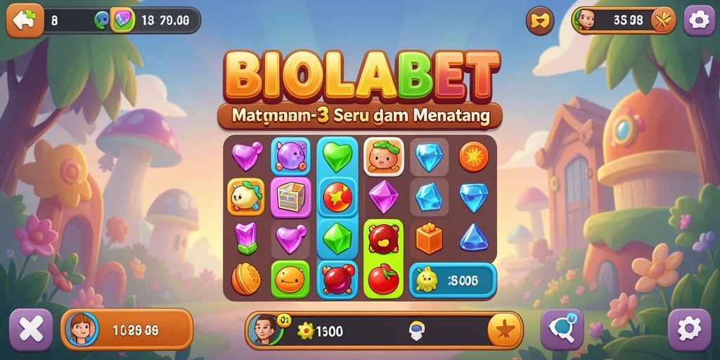 Tampilan gameplay seru dengan grafis berwarna-warni di BIOLABET.
