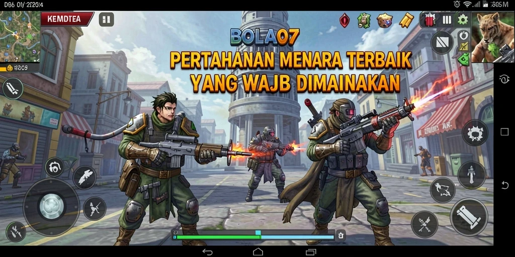 Gameplay menawan dari BOLA07 dengan menara yang strategis.