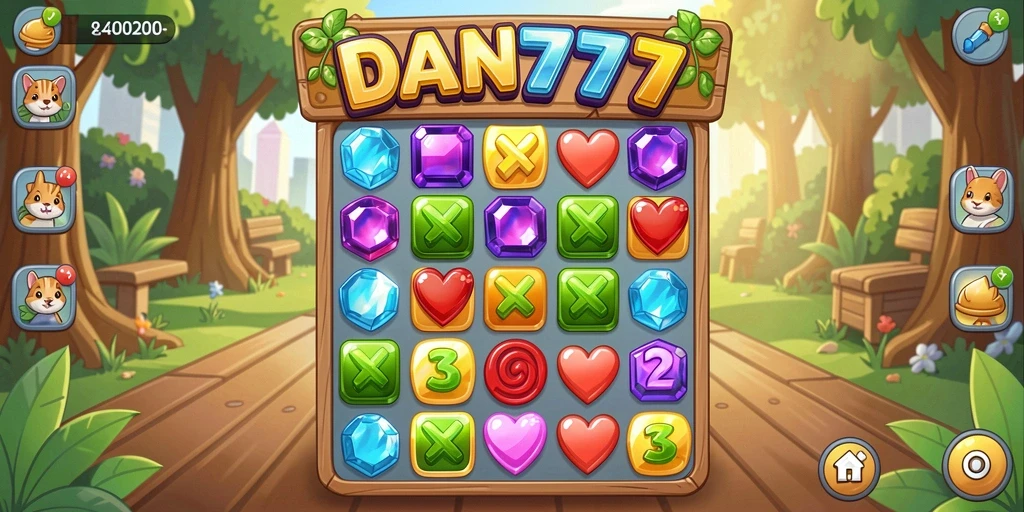 Gameplay seru DAN777 dengan grafis warna-warni Match-3.