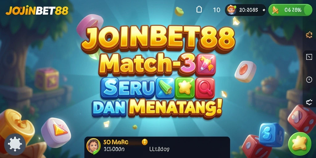 Screenshot dari gameplay seru JOINBET88 dengan tema Match-3.