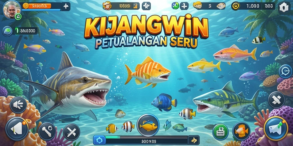 Tampilan menarik dari gameplay KIJANGWIN saat menembak ikan.