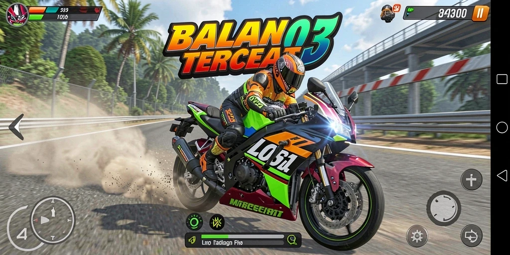 Screenshot gameplay LOS303 menampilkan balapan motor yang mendebarkan.