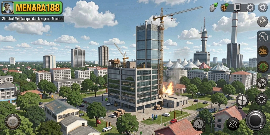 Tampilan menarik dari gameplay MENARA188 dengan menara yang megah.