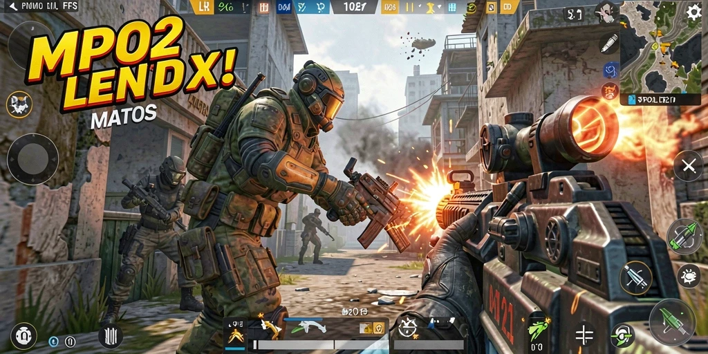 Tampilan gameplay intens dari MPO2121 dengan aksi FPS mendebarkan.