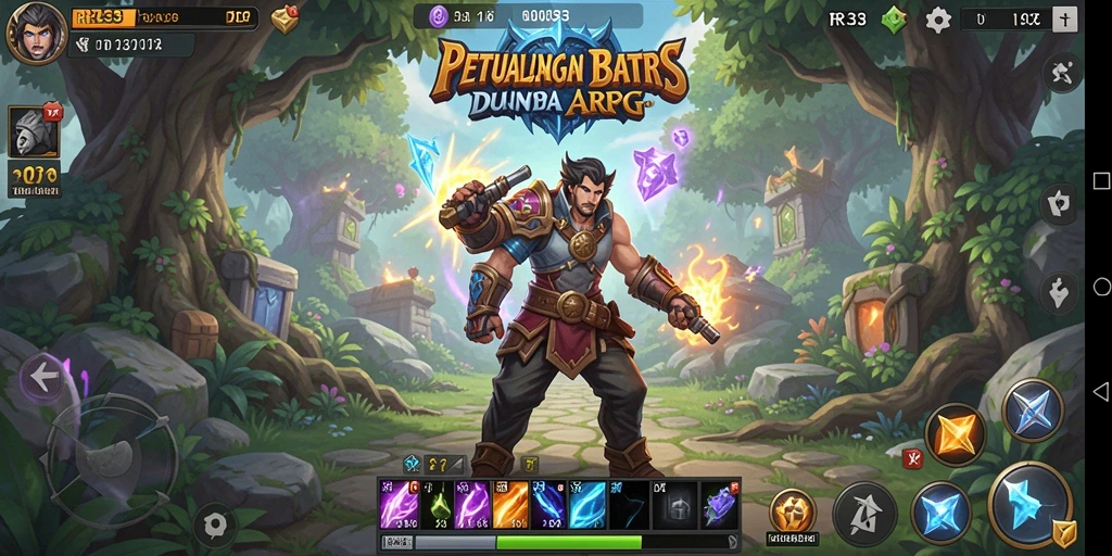 Screenshot gameplay ARPG RR33 dengan pertarungan seru dan karakter menarik.