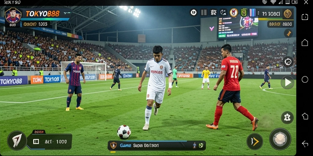 Gameplay mendebarkan di TOKYO88 dengan aksi sepak bola yang intens.