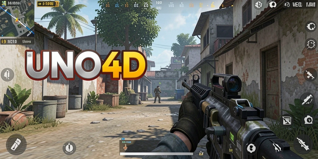 Screenshot gameplay <strong>UNO4D</strong> menunjukkan aksi pertempuran mendebarkan di lapangan tempur.